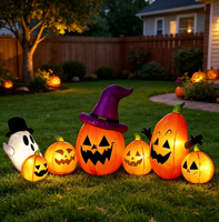 Citrouilles gonflables d'Halloween, décoration de jardin extérieure lumineuse à LED de 6 pieds, Jack O'Lantern gonflable avec chapeau de sorcière, accessoire de fête