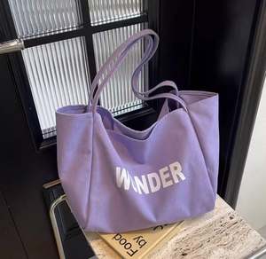 2025 bolsa de algodón caliente bolsa de compras rosa y azul bolsa de compras plegable personalizada - Product Image 5