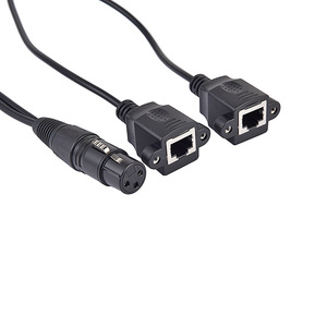 Câble adaptateur <span class=keywords><strong>XLR</strong></span> femelle 3 broches vers 2 RJ45 femelles, décodeur DMX512, <span class=keywords><strong>XLR</strong></span> vers 2 ports réseau, câble de signal pour éclairage de scène - Product Image 1