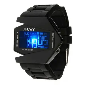 JINJWY New Design Blue Men's Vintage Glow LED Flip Unicorn Watch Clock Perfect Dual Time Timer Old Sports Watch