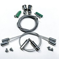 Kit de Suspensión de Cable de Acero Inoxidable Ajustable para Lámpara Lineal LED con Tensor de Cable y Pernos en T, Plateado/Negro