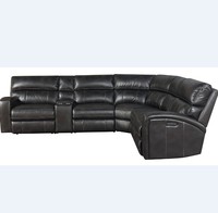 Canapé d'angle sectionnel incurvé moderne avec fonction inclinable en cuir véritable et extension pour salon