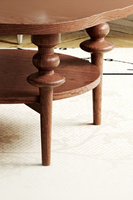 Table basse vintage de style français en bois massif, en forme de nuage, à deux niveaux, avec insert en verre ondulé, durable, multifonctionnelle, table rétro