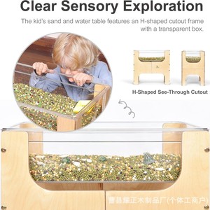 Cross-border wooden toddler toy table, children's <b>study</b> desk, portable combination table and <b>chair</b>, transparent educational - Product Image 5