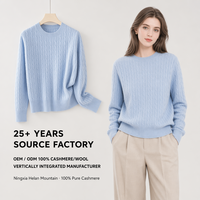 Pull en cachemire pur à 100 %, col rond, couleur unie, pour femme, tricoté à la machine, vente directe d'usine de Mongolie intérieure