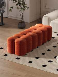 Taburete Otomano Moderno Tapizado con Diseño Floral, Puf de Plástico, Reposapiés, Asiento de Sofá para Sala de Estar o Entrada - Product Image 2