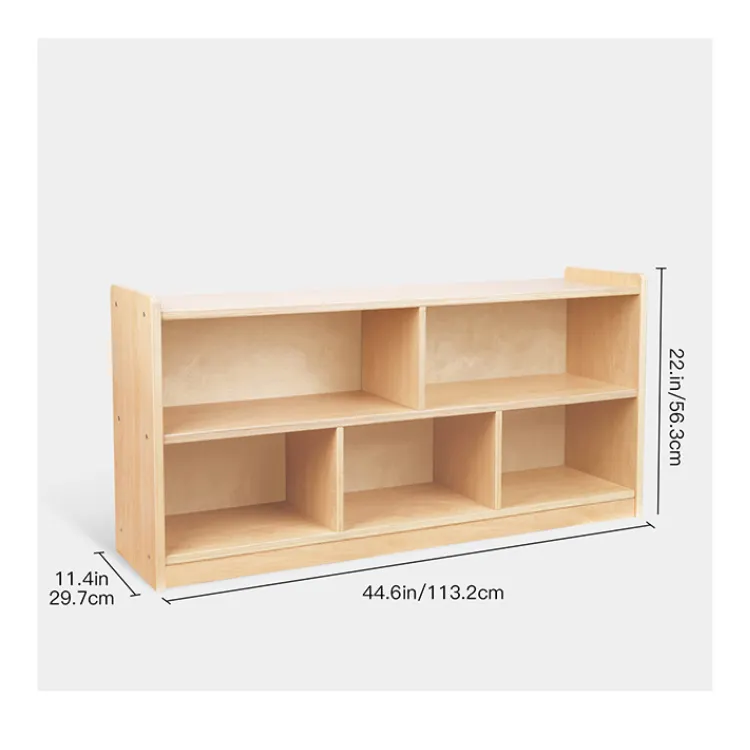 Wooden Kids Toy Display Storage Shelf Children Montessori Kindergarten Bookshelf With 5 Storage Bins