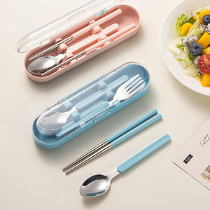 Ensemble de cuillères et baguettes portables en acier inoxydable, ovales, couleur unie, couverts de voyage pour le camping en plein air, usage adulte - Product Image 5