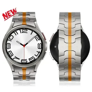 CAOWTAN pulsera sin huecos para <span class=keywords><strong>Samsung</strong></span> <span class=keywords><strong>Galaxy</strong></span> <span class=keywords><strong>Watch</strong></span> 4 <span class=keywords><strong>5</strong></span> 6 Classic 47mm 46mm 45mm Color titanio correa de acero inoxidable 40 44mm banda - Product Image 2