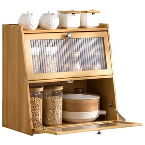 Mueble de Almacenamiento para Encimera de Cocina con Puerta de Vidrio, Organizador de Madera de Múltiples Niveles para Contenedores de Alimentos, Tipo de Escritorio - Product Image 5