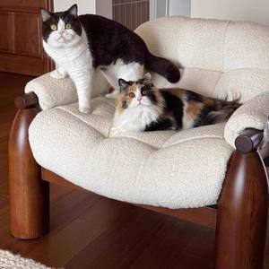 Poltrona Moderna in Tessuto, Semplice ed Elegante, Poltrona Relax in Velluto di Agnello con Struttura in Legno Massello, Massaggio Elettrico per Soggiorno - Product Image 4