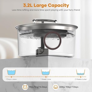 Fontaine à eau pour animaux de compagnie en acier inoxydable de 108 oz/3,2 L, fontaine pour chat à double sortie avec filtre à 4 étapes - Product Image 6