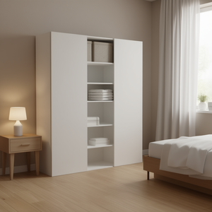 Armadio armadio modulare autoportante bianco con ampi ripiani e aste sospese 70.86 "W X 16.04" D X 70.86 "H - Product Image 2