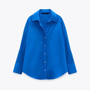 Chemise en popeline à simple boutonnage pour <span class=keywords><strong>femme</strong></span>, chemisier manches longues, couleur bonbon, simple, printemps, - Product Image 4