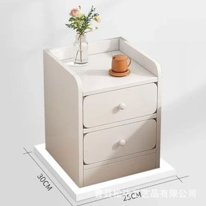 Mesita de noche de madera, mesita de noche creativa para dormitorio, estante de almacenamiento multifuncional de tres niveles de madera maciza - Product Image 4