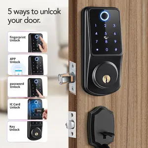 Deadbolt fechadura biométrica inteligente, impressão digital eletrônica wi-fi ttlock tuya fechadura para porta inteligente