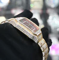 Montre en Moissanite VVS D Color avec Logo, Cadran Carré Chiffres Romains, Colorée, pour Hommes et Femmes, Style Carters, Montre en Moissanite 9015