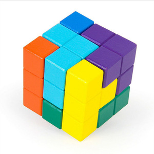 Rompecabezas de Educación Temprana, <span class=keywords><strong>Cubo</strong></span> de Madera, Juego de Construcción <span class=keywords><strong>Tridimensional</strong></span> para el Desarrollo Cognitivo del Color y el Espacio, para Niños y Niñas - Product Image 1