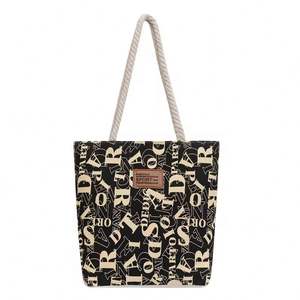 Sac à main pour femmes avec logo, vente en gros, designer, sac fourre-tout d'été tendance, sac en coton de haute qualité - Product Image 4
