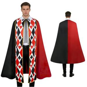 Cape de cosplay sur le thème du poker pour Halloween, motif losanges noirs avec imprimés cœurs et piques, idéale pour les costumes de fête Comic Con - Product Image 6