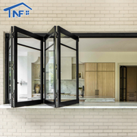 Ventana Plegable Horizontal Moderna de Aleación de Aluminio para Cocina, Ventana Plegable de Doble Vidrio Insonorizada para Casa