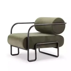 Creative design of living room chair metal armrest upholstered leisure sofa chair