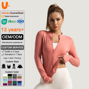 Veste <span class=keywords><strong>de</strong></span> <span class=keywords><strong>sport</strong></span> pour <span class=keywords><strong>femme</strong></span>, coupe ajustée, manches longues, sans couture, respirante, séchage rapide, personnalisable, pour le cyclisme et la course en extérieur, grandes tailles - Product Image 1