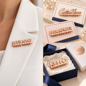 Custom Rose Gold Nameplate Lapel Pins Personalized Employee Name Title Badges OEM ODM Manufacturer OEM ODM - Product Image 3