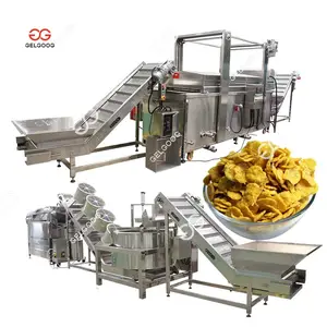 Automatische Maïs Chips Frituren Vlokken Friteuse Maken Bladerdeeg Machine Met Productielijn