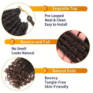 ผมถักเปียถักเปียแบบแอฟริกันทรงตรงมีห่วงเชือกสังเคราะห์ทำด้วยมือขนาด8-16นิ้ว - Product Image 4