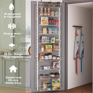 10-Tier đựng thức ăn cửa tổ chức và lưu trữ trên cửa đựng thức ăn tổ chức kim loại treo nhà bếp gia vị giá có thể tổ chức - Product Image 4