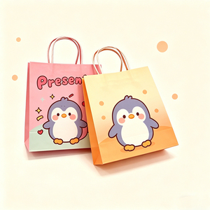 Bolsas de Regalo de Papel Kraft con Dibujos Animados Kawaii Personalizadas, Bolsas de Compras con Asa e Impresión de Logotipo Personalizado - Product Image 4