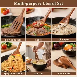 Natural Acacia Wood Spoon Non-Stick Utensilios De Cocina Eco-Friendly Kitchen <strong>Tools</strong> Cooking Kit Kitchen Utensil Set - Product Image 5