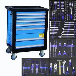 204PCS Heavy Duty Garage Tool Trolley Box Cabinet With Hand Tool