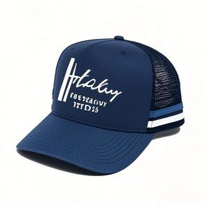 Gorra Trucker Australiana Personalizada con Bordado de LOGO, Muestra Gratuita, Diseño Liso, Gorra de Malla de Perfil Alto con Rayas - Product Image 2