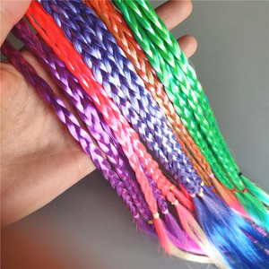 Venta al por mayor peluca trenza africana con banda de goma 15 pulgadas 4 hebras <span class=keywords><strong>pelo</strong></span> trenzado sintético <span class=keywords><strong>niñas</strong></span> extensiones de cola de caballo <span class=keywords><strong>Afro</strong></span> Twist trenza - Product Image 4