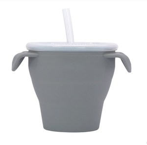Tazón plegable de silicona de grado alimenticio para bebés y niños, suministros para madres y niños, taza de pajita para aperitivos, tazón de comida portátil para exteriores - Product Image 3