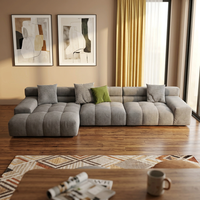 Canapé moderne italien minimaliste en tissu technique mat, design bloc de tofu, idéal pour les petits espaces et les salons