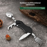Ensemble de couverts pliables multifonctionnels en acier inoxydable pour camping et extérieur, couteau, fourchette, cuillère, baguettes, détachables