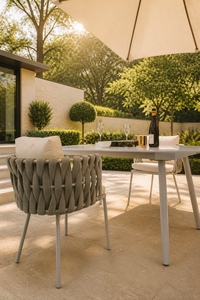 Set <span class=keywords><strong>da</strong></span> Pranzo <span class=keywords><strong>da</strong></span> <span class=keywords><strong>Giardino</strong></span> con Sedie in Corda Intrecciata, Sedute Imbottite, <span class=keywords><strong>Tavolo</strong></span> Ovale, Stile Nordico, Arredamento per Patio e Terrazza - Product Image 3