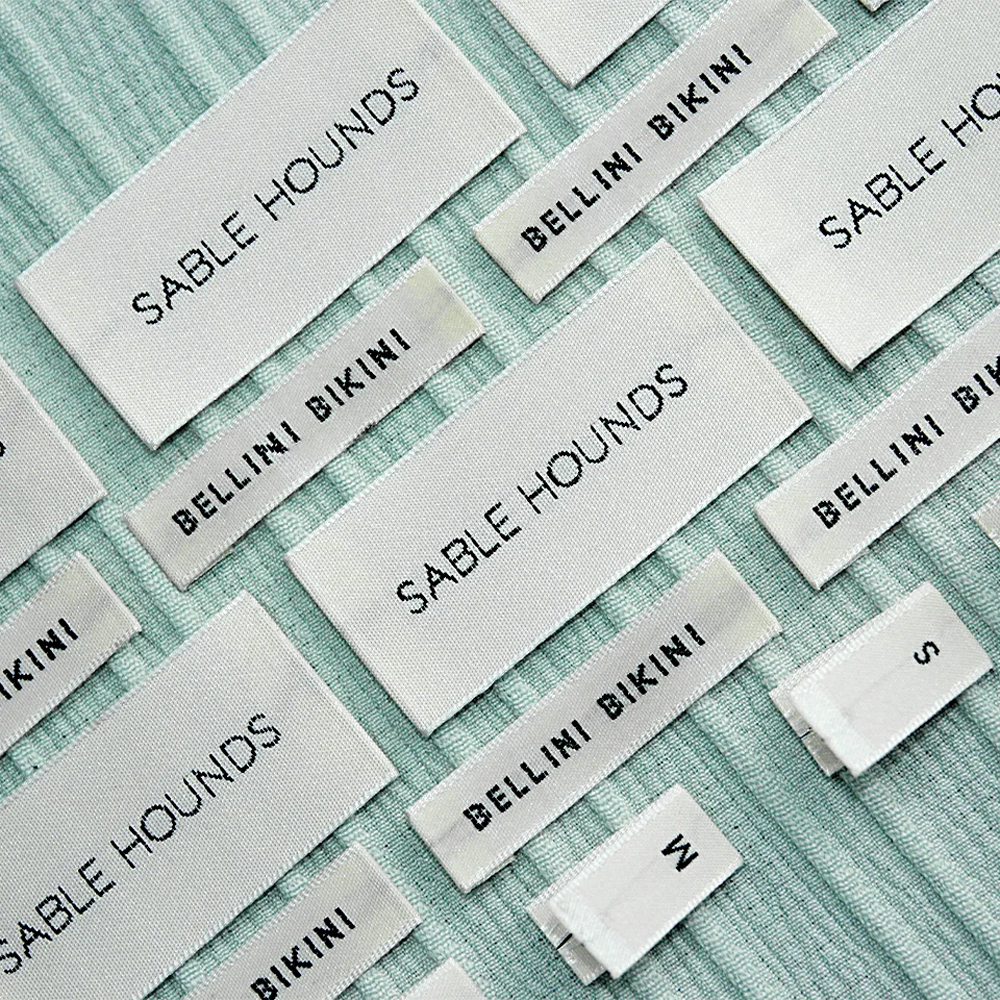 Garment Accessories Customized High Quality Eco-Friendly Woven Fabric Labels Main Neck Tag Straight Cut Sewing Clothing Tags Kid