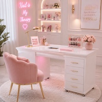 Table de manucure moderne avec collecteur de poussière et rangement pour salon de manucure
