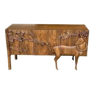 Nouvelle armoire de buffet antique de luxe armoire vintage en bois sculptée à la main en bois massif de couleur naturelle. - Product Image 1