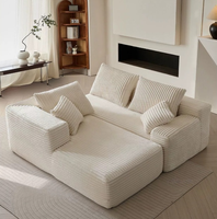 Ensemble de canapés modulaires réglables en mousse, avec éponge intégrée en microfibre de velours côtelé, compressé sous vide, en tissu carré