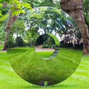 Statue abstraite <span class=keywords><strong>moderne</strong></span> TREVI hautement polie, grande sculpture ronde en acier inoxydable pour jardin extérieur - Product Image 6