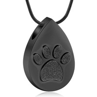 Collar con Colgante de Acero Inoxidable Estilo Moderno con Forma de Huella de Pata para Cenizas, Urna para Mascotas que se Puede Abrir, Diseño de Ataúd para Perros y Gatos