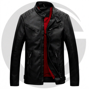 Chaqueta de Cuero Genuino de Diseño Personalizado de Alta Calidad para Hombre, Color Sólido, Casual, Transpirable, Talla Grande, Cómoda, con Cierre, Impermeable - Product Image 1