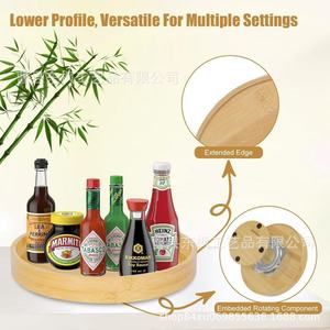 Wooden Round Spice <b>Storage</b> <b>Tray</b> 4 7 Compartments Unfinished Solid Wood Seasoning Organizer For Kitchen Tabletop Use - Product Image 3