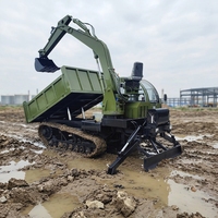 Camion benne sur chenilles de 8 tonnes avec chargeur frontal et pelle hydraulique, transporteur tout-terrain sur chenilles pour l'exploitation forestière et minière, diesel 80 kW