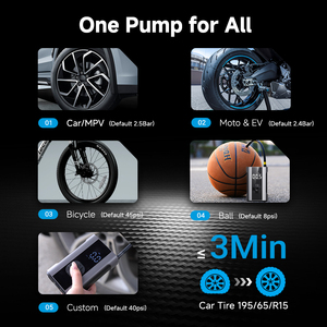 เครื่องเติมลมยางดิจิตอล 3-150PSI แบบพกพา, ใช้เติมลมยางรถยนต์ รถจักรยานยนต์ จักรยานไฟฟ้า, ลูกบาสเก็ตบอล และลูกบอลกีฬา - Product Image 6